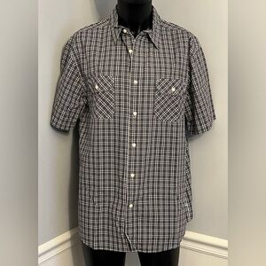Chaps Denim Black & White Cotton Button Down Shirt Size XL